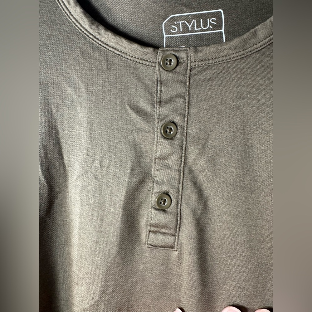 Olive green men lightweight polyester pullover men shirt size m - Picture 6 of 8